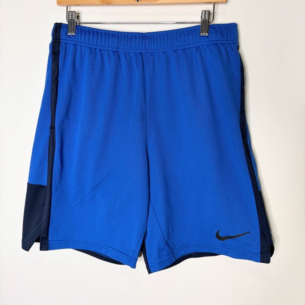Nike Dri-Fit Athletic Shorts Blue Running Active Elastic Drawstring Men Large